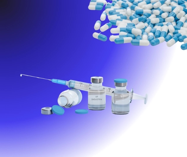 Vyobrazuje farmaceutický produkt vhodný pro průmyslové značení.