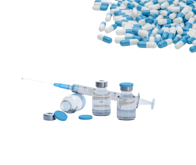 Vyobrazuje farmaceutický produkt vhodný pro průmyslové značení.