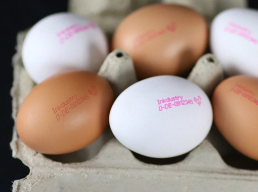 Ukázka průmyslového značení produktem Inkdustry Code Cube XL Ink Jet (CIJ)