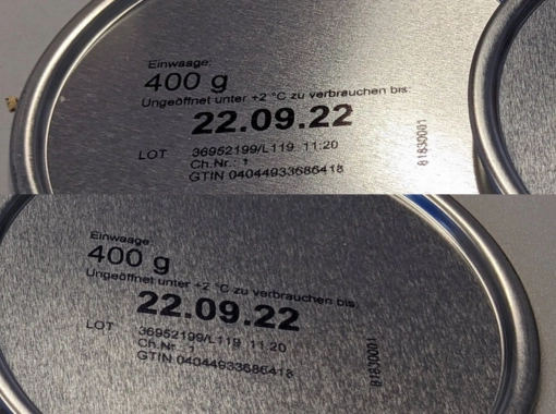 Ukázka průmyslového značení produktem Markoprint  integra PP RAZR Inkoustová tiskárna